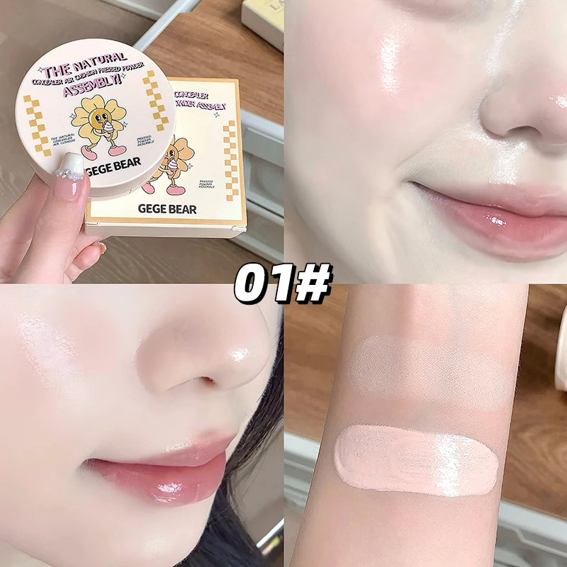 2-in-1 Double Layer Cushion Foundation Pressed Powder Natural Lasting Qme GX2059-1