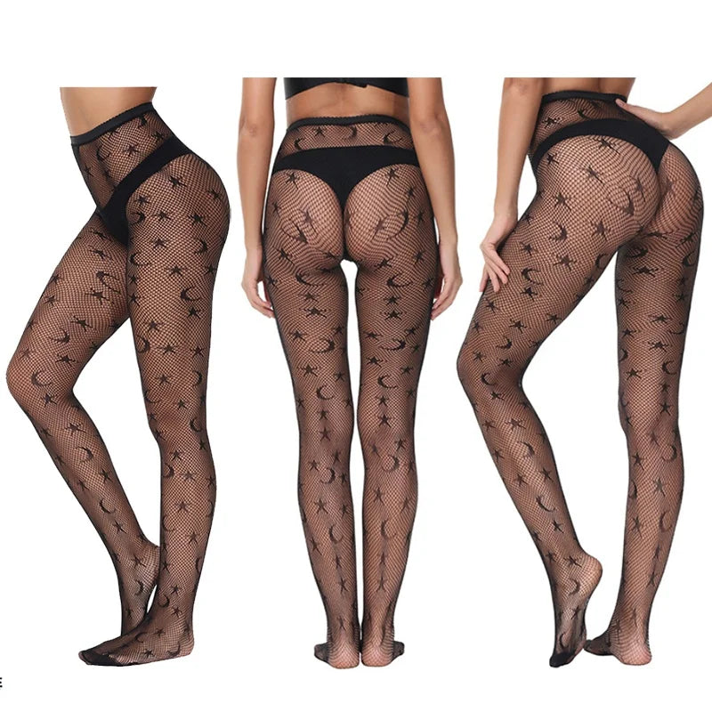 Y2K Women Gothic Hollow Out Pantyhose Lolita Thigh Fishnet Stockings Qme A1 One Size