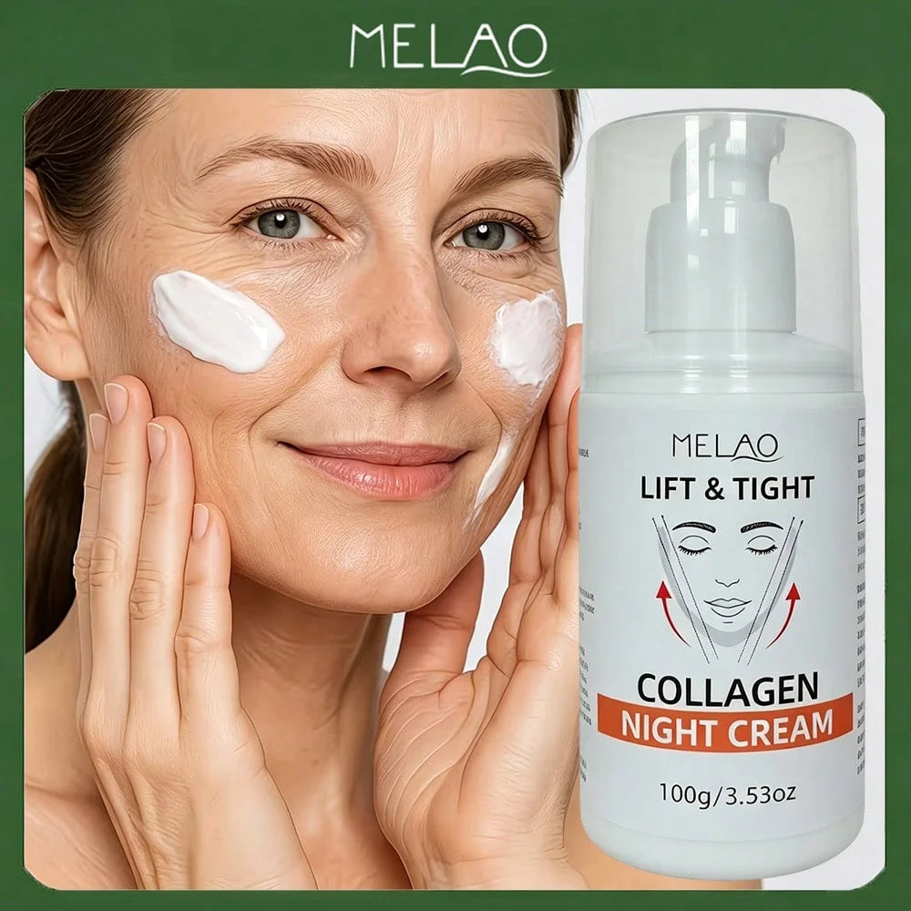 MELAO Lift & Tight Collagen Night Cream, Facial Moisturizer, Lifting Tightening Face Cream to Reduce Sagging & Smooth Wrinkles Qme