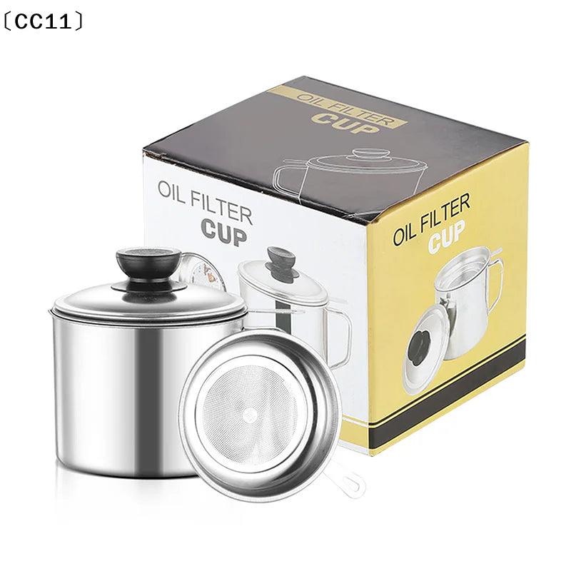 Bacon Grease Container Kitchen Oil Can Strainer Store Meat Frying Qme