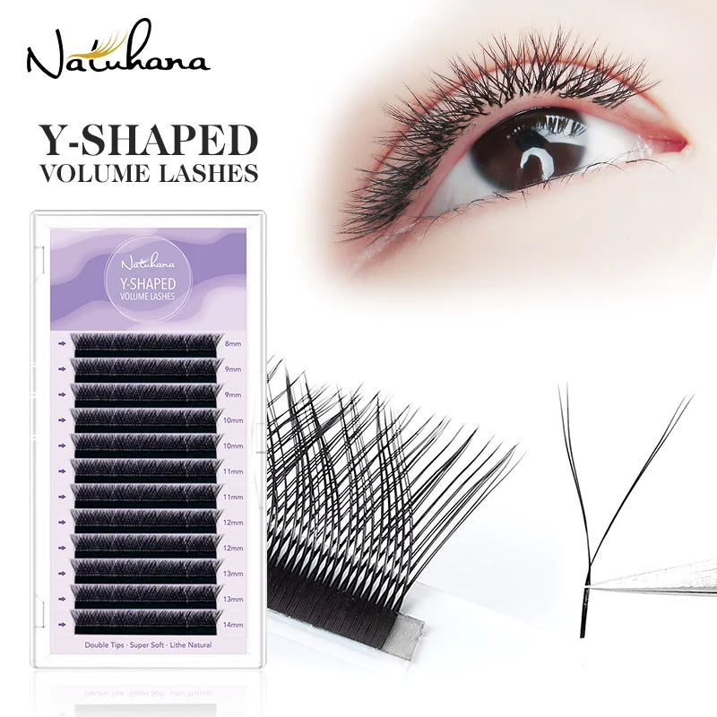 NATUHANA YY Shape Eyelash Extensions C D Curl Black Brown Y Lashes Qme