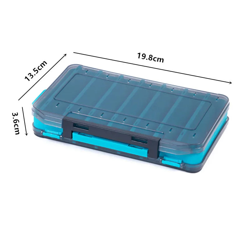 Fishing Tackle Box Storage Carp Container Case for Artificial Baits Lures Fly Waterproof Accessories Double Sided Fishing Tool Qme blue