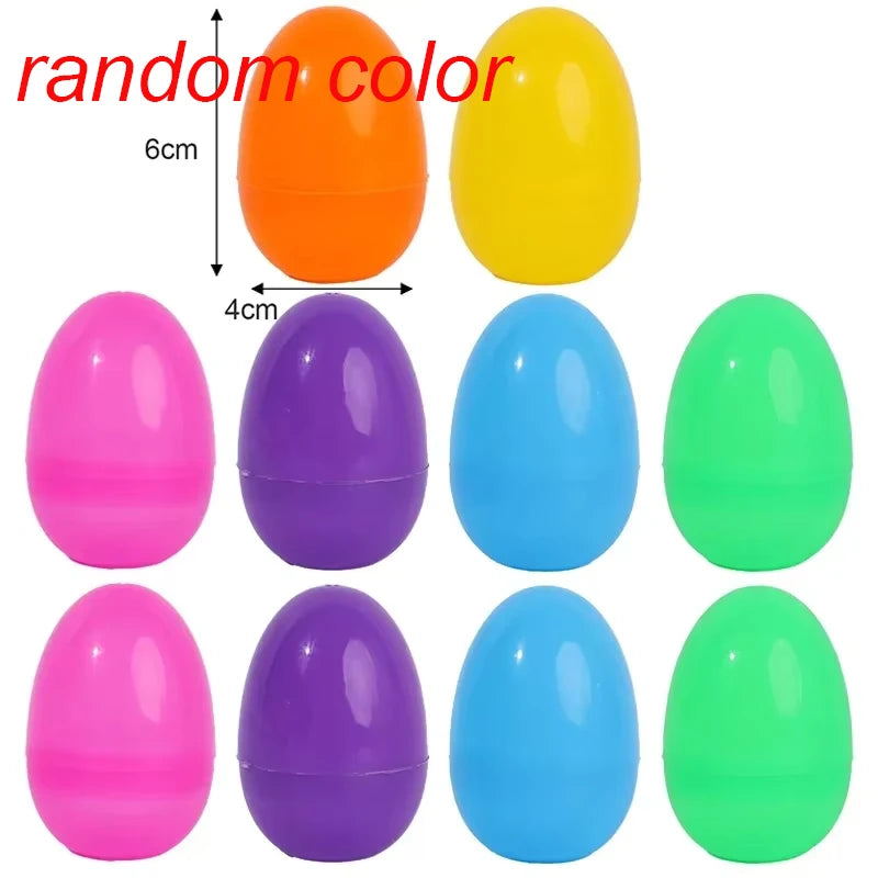 10Pcs Fillable Easter Eggs Bulk Colorful Plastic Refillable Empty Egg for Easter Egg Hunt Game Kids Party Favor Classroom Prizes Qme 6x4cm 30PCS