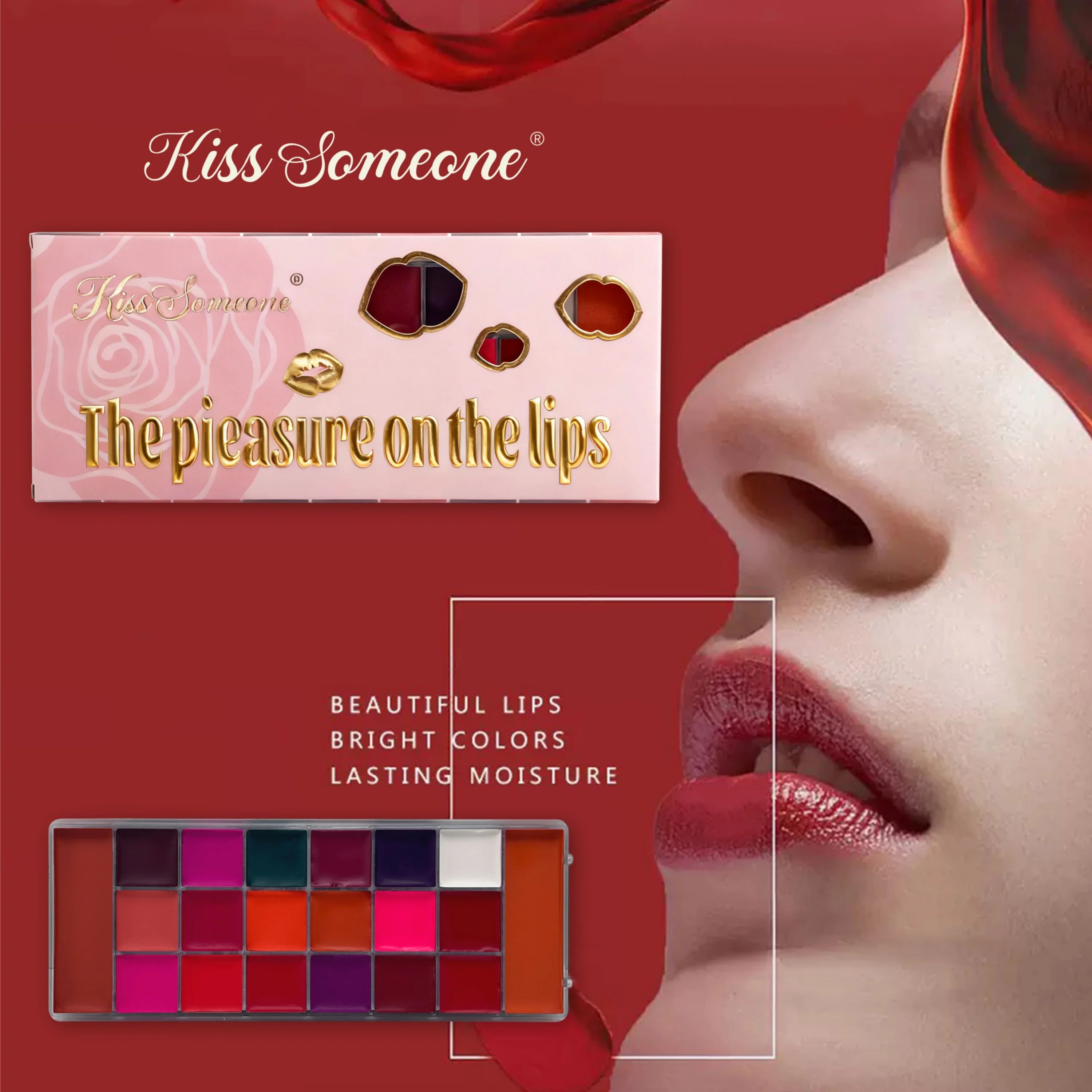 20 Color Lip Color Waterproof Sweat Proof Powder Blusher All-in-One Makeup Plate Matte Color Makeup Mouth Red Lip Glaze Qme