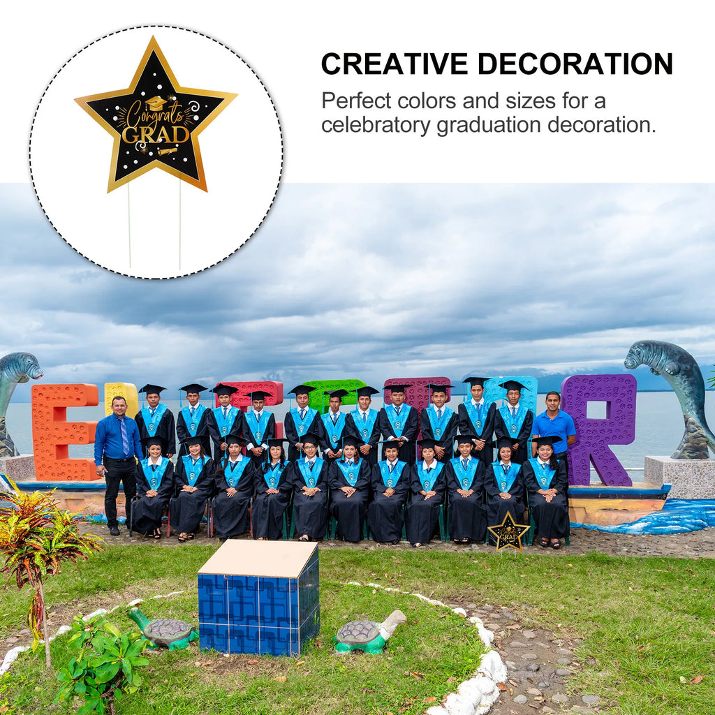 1Pcs Five Point Star Graduation Lawn Sign Plastic Premium Yard Decoration Outdoor Party Garden Festival Ornament Qme