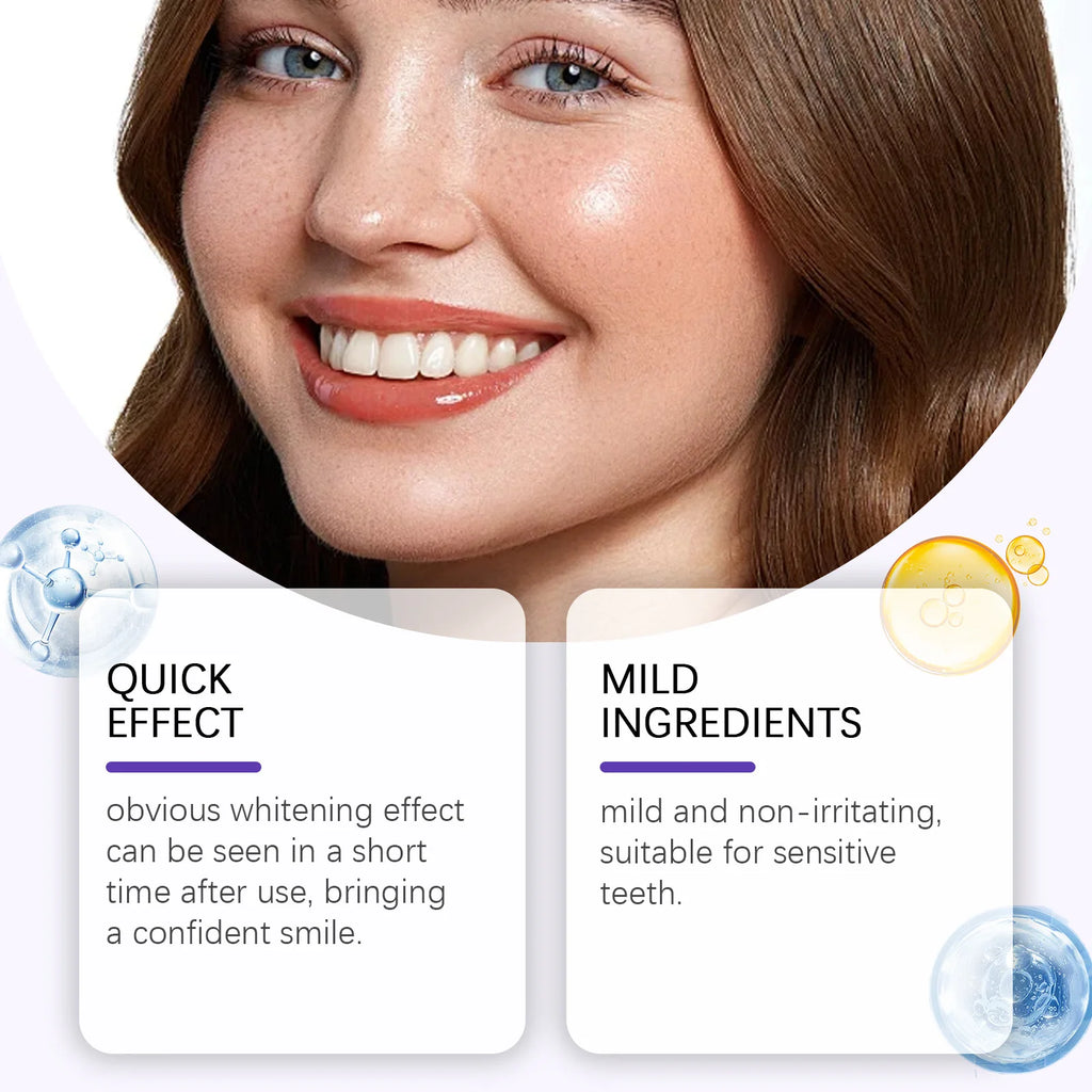 Purple Teeth Whitening Strips Lighten Yellow Tooth Brightener Remove Smoking Coffee Tea Stains Reduce Plaque Bleach Teeth Patch Qme