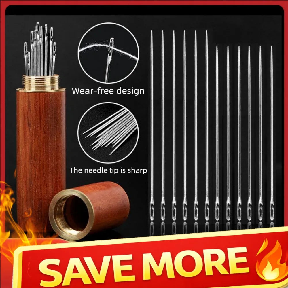 Stainless Steel Self Threading Sewing Needles 12/30 Pcs Elderly Friendly Blind Needles for DIY Stitching Craft Making Qme