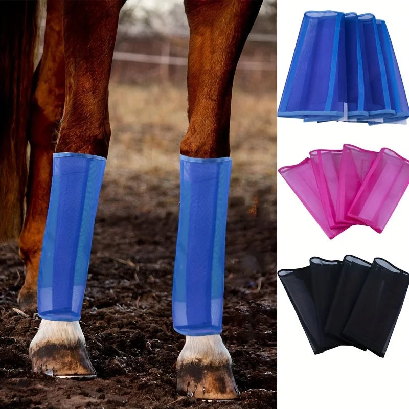 4Pcs Fly Boot for Horses Horse Fly Leggings Breathable Horse Boot Protective Horse Leg Wraps for Flies Qme