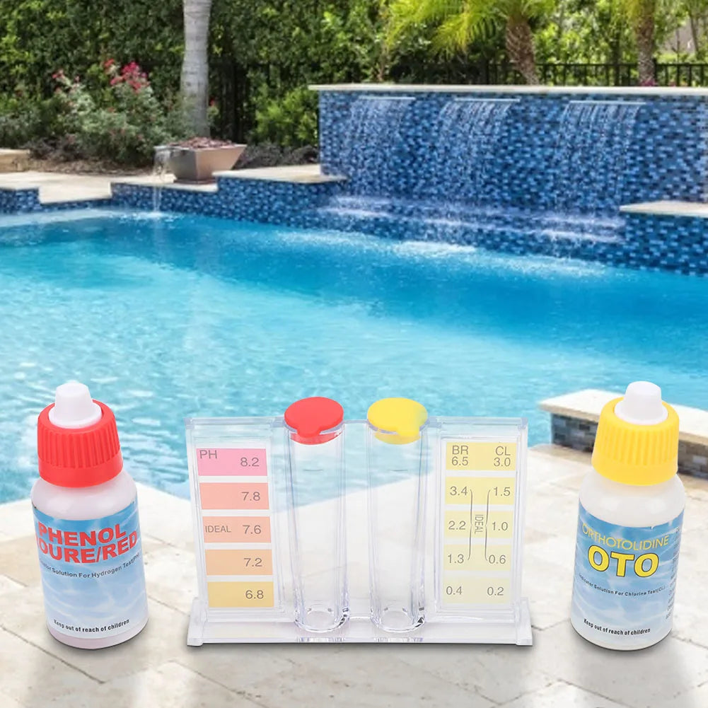 PH Chlorine Testing Kit Water Quality Test Box Accessories for Swimming Pool Pool Chlorine Test Kit Water Quality Test Box Qme