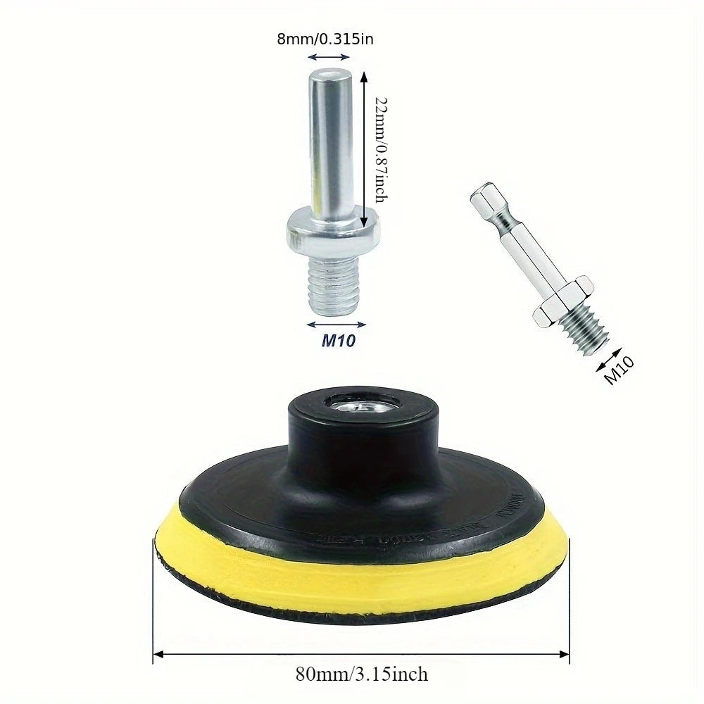 Sanding pad,threaded hexagonal drill adapter, uncharged,used for corner grinders, drill bit buffer polishing machine accessories Qme 80mm 1set