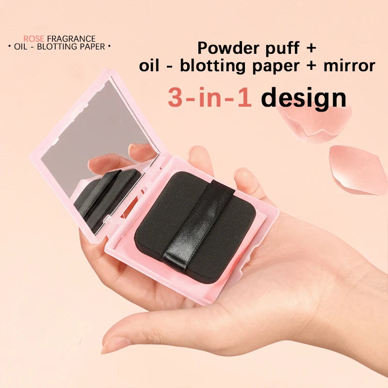 100 Oil Control Paper Mirror Housing Self-adhesive Powder Puff Face Qme