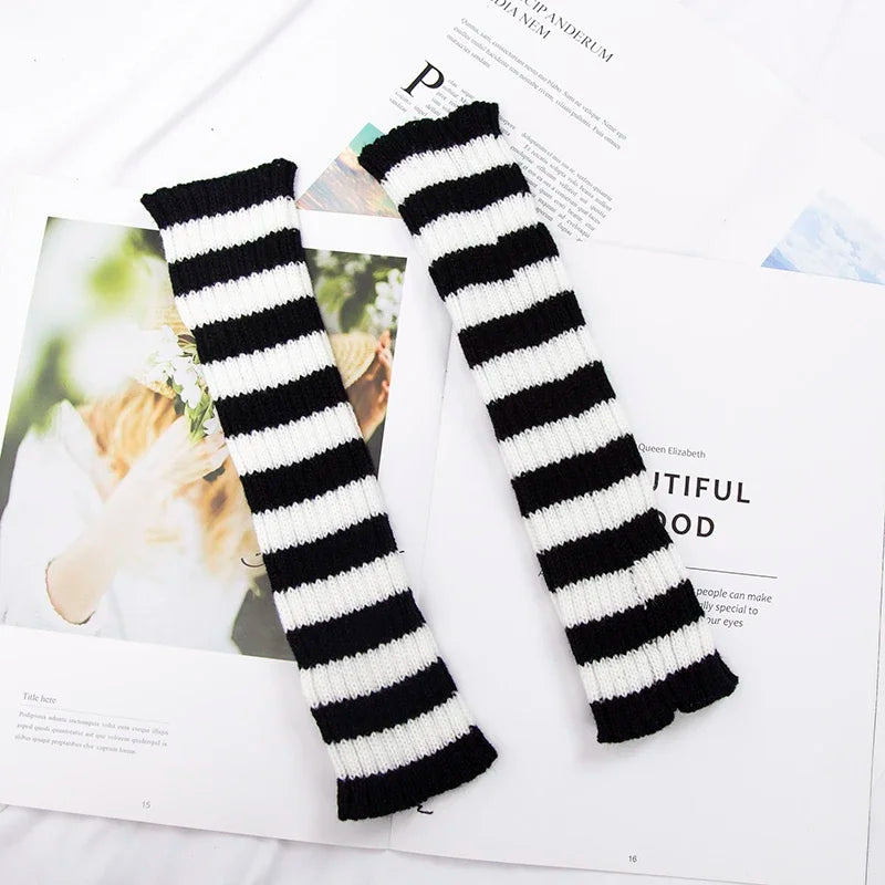 Long Fingerless Gloves Women Lolita Kawaii Cosplay Mitten Winter Qme