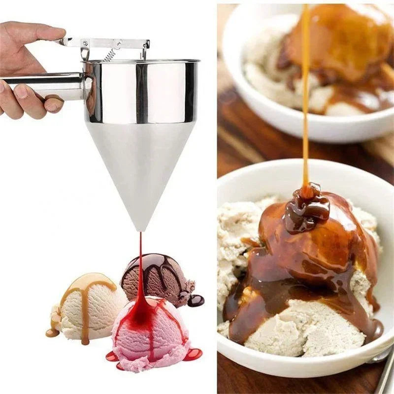 1pcs Stainless Steel Funnel Dispenser with Rack Cupcake Pancake Batter Maker Octopus Fish Ball Home Kitchen Baking Tools Baking Qme