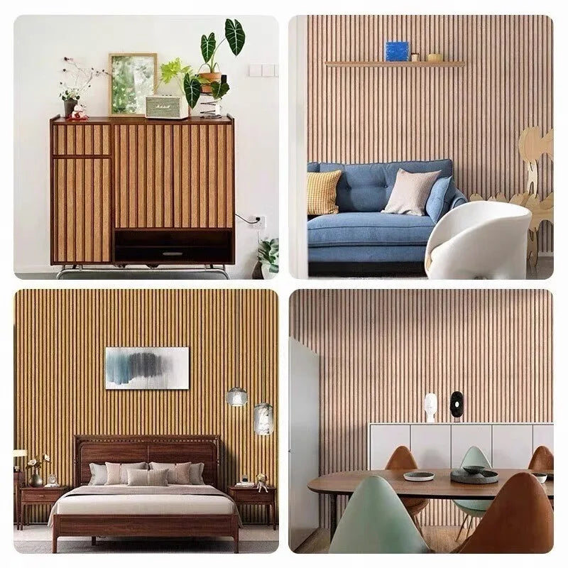 Wood Grain Striped Self Adhesive Waterproof Wallpaper for Bedroom Living Room Kitchen TV Background Wall Sticker Wallcovering Qme