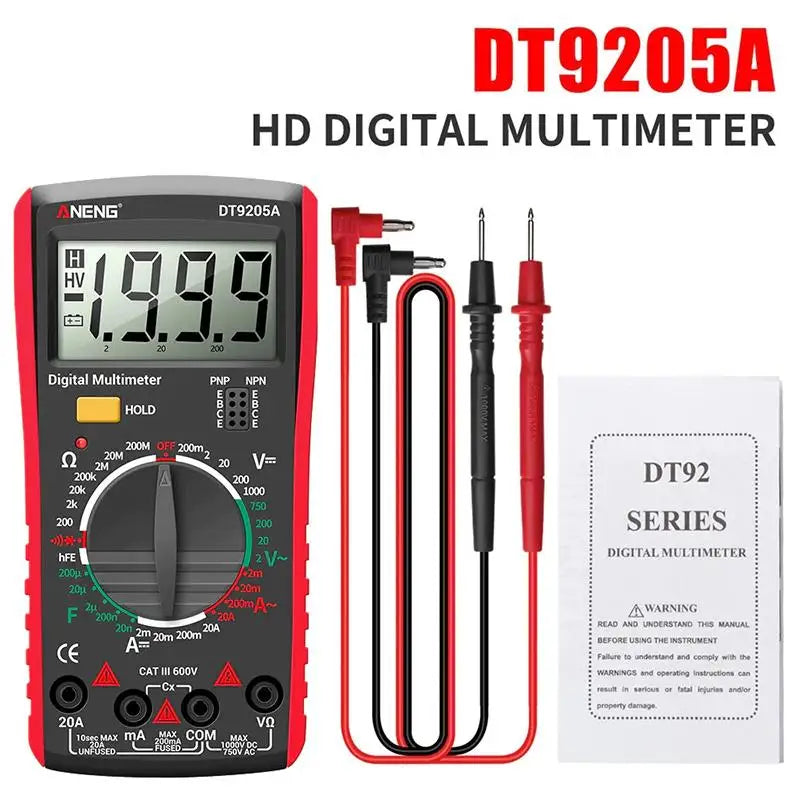DT9205A Digital Multimeter True RMS Professional /DC Current Tester Capacitor Voltage Meter Detector Tools. Qme A2 Red