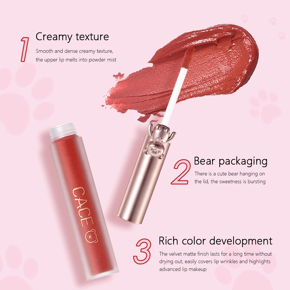CACE Lipgloss Makeup liquid Lipstick Makeup Matte Long Lasting Waterproof Velvet Liquid Lip Stick Sexy Fashion Lips Make Up Qme