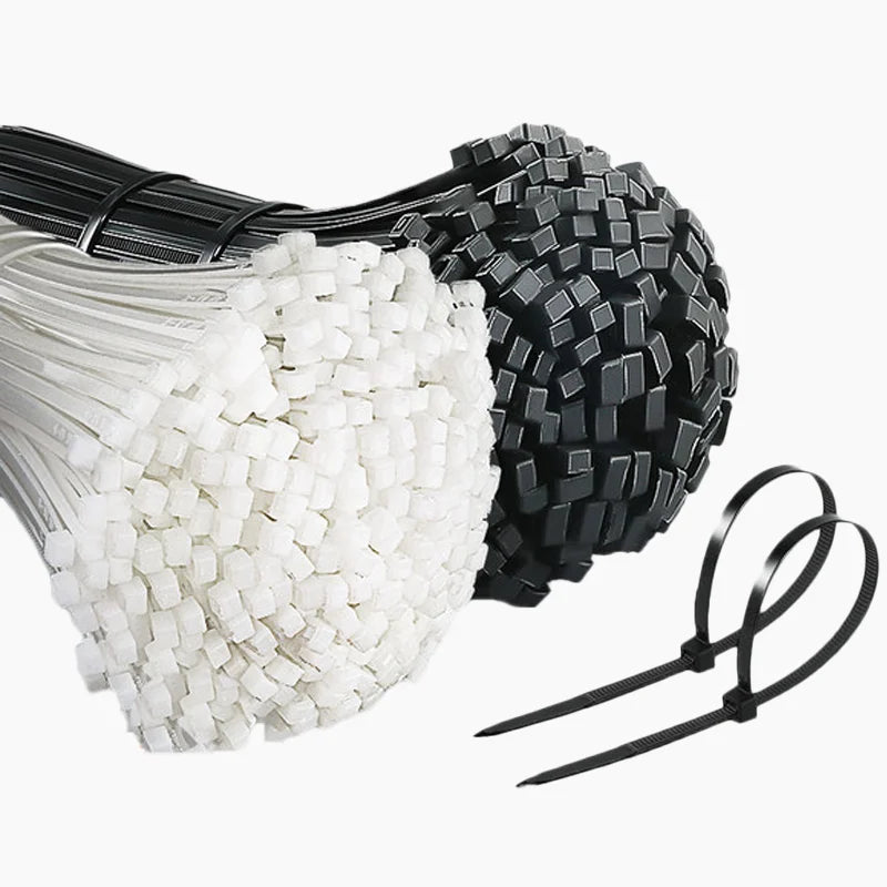 1000/100PCS Nylon Cable Ties Self-locking Cord Ties Straps Adjustable Cables Fastening plastic clamp Heat Resistant Wire Zip Tie Qme