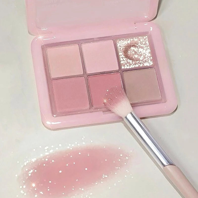 Pink Clear Glitter Eyeshadow Palette Matte Shimmer Orange Brown Shiny 4-Color Eye Shadow Girl Makeup Palette Lasting Cosmetic Qme