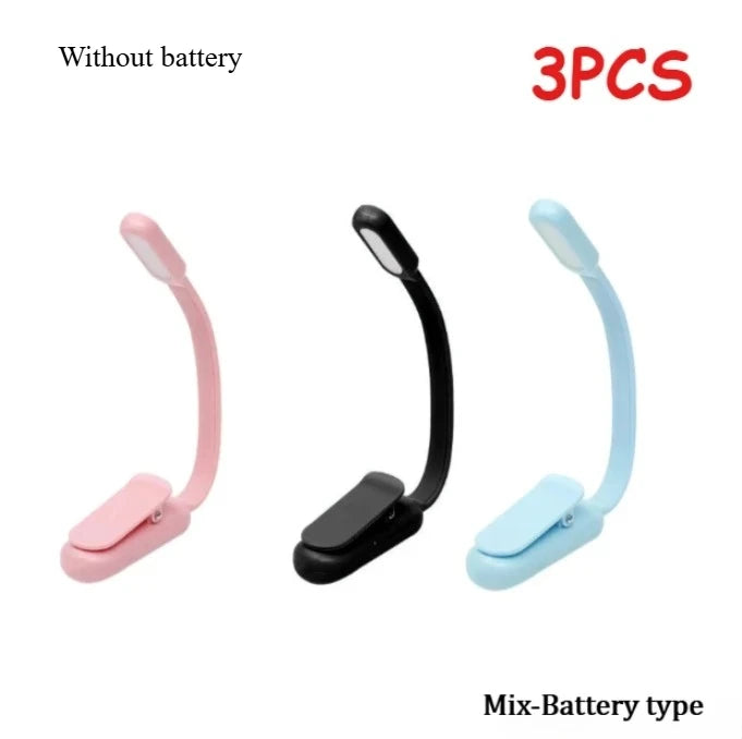 Rechargeable USB Clip LED Reading Light Mini Night Book Lamp With 3 Brightness Levels For Travel Bedroom Study Reading Qme Mix Battery 3PCS