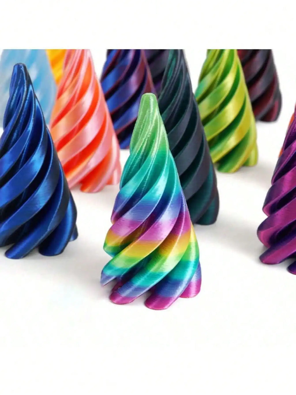 3D Printed Spiral Cone Christmas Tree Decoration Made Plastic Qme