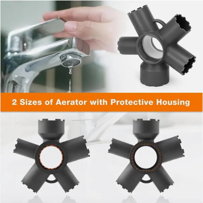 1Pcs Faucet Aerator Key 10 In 1 ABS Faucet Aerator Removal Tool For Threaded Aerator/Aerator With Housing Cut Edge&Round. Qme