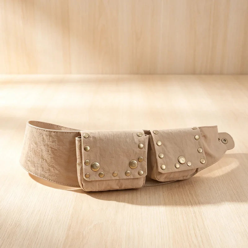 Boho Hippie Riveted Tribal Waist Bag Belt Women Vintage Utility Qme