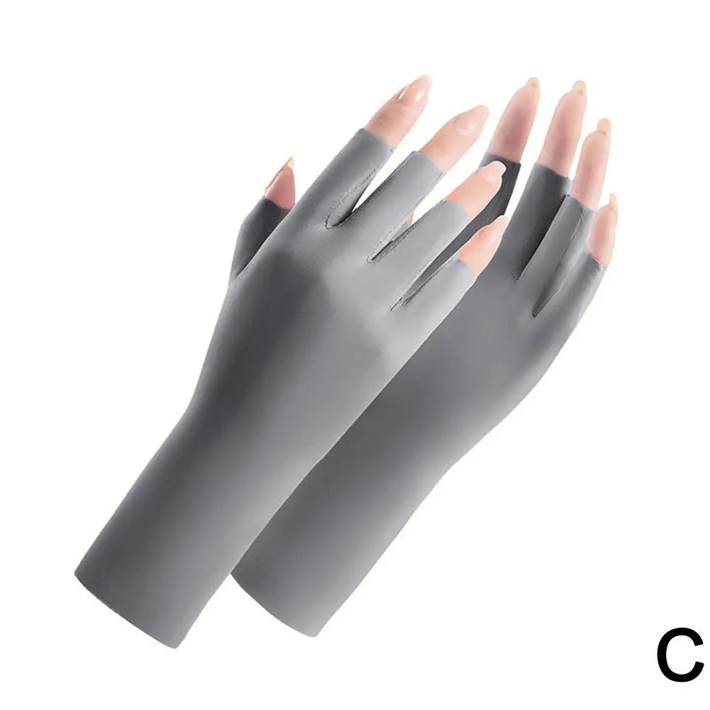 1 Pairs Sunscreen Gloves For Women Nail Art Gel UV LED Lamp Tool Nail Art Glove UV Protection Gloves Protecter Gloves Qme gray