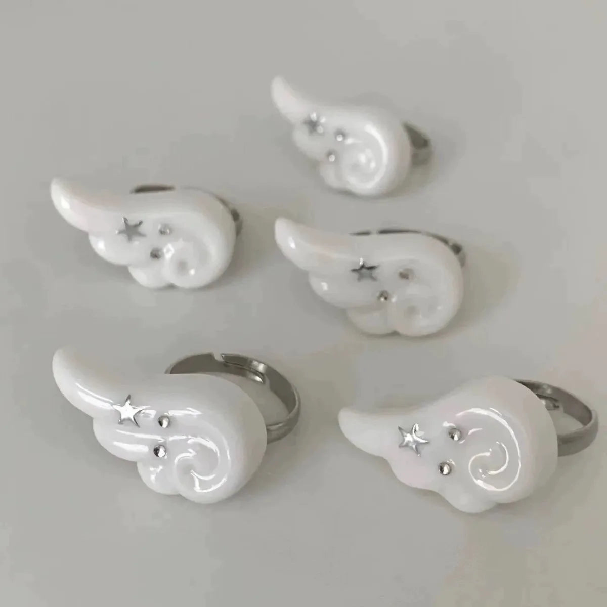 Y2K Cute Wings Personality Angel Wings Five-Pointed Star Simple Design Open Ring for Women Men Punk Gothic Ring Opening Rings Qme