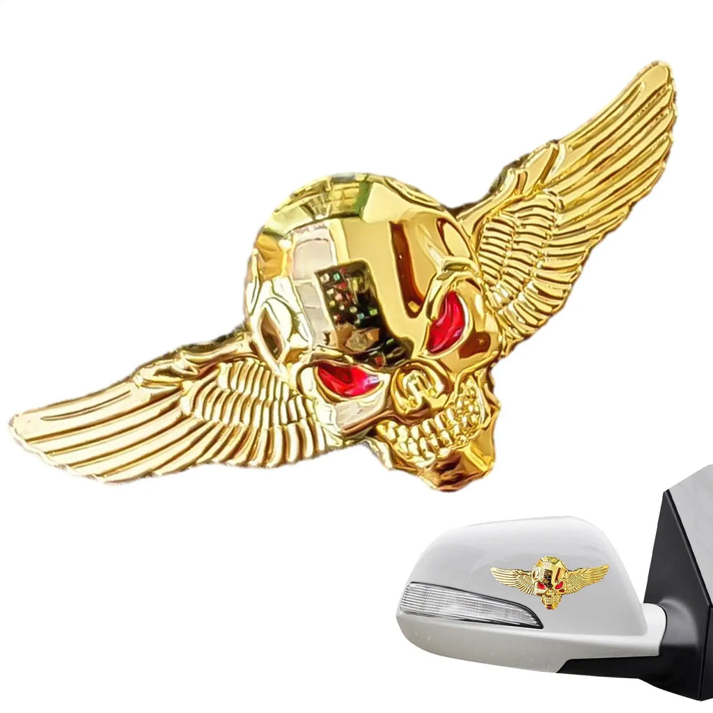 Angel Wings Car Decal Skeleton Car Bumper Decals Metal Auto Emblem Fashionable Car Badges Stickers for Trucks and Motorcycles Qme