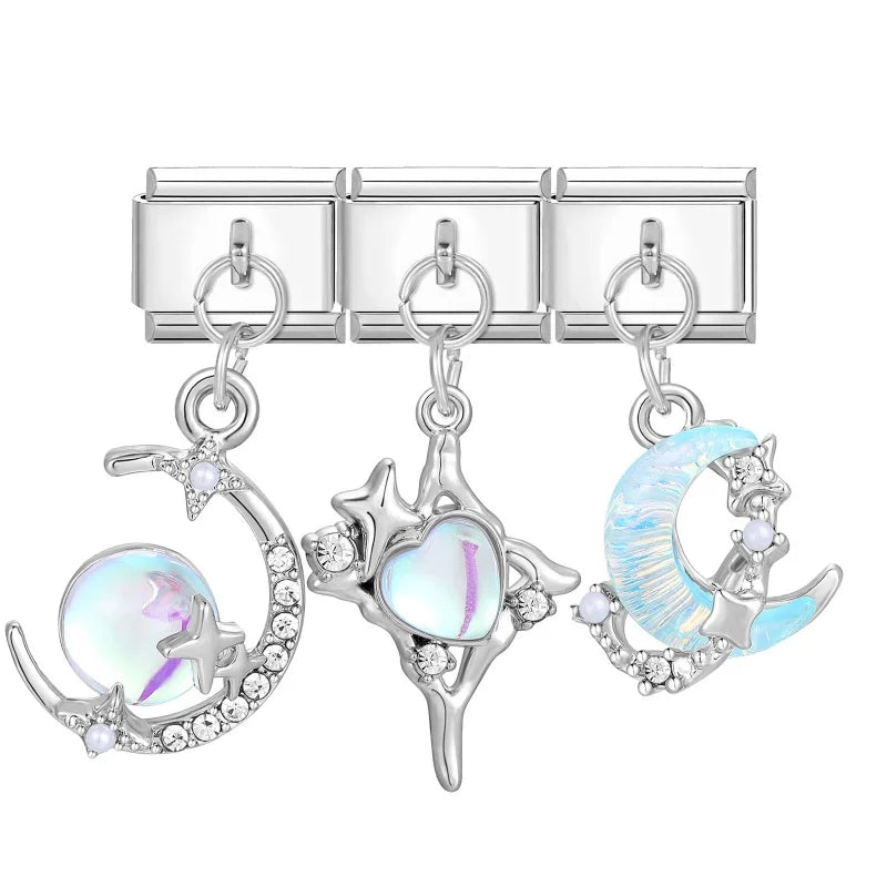 2026 Beautiful Blue Moon Heart Starfish Italian Charms Link Modular