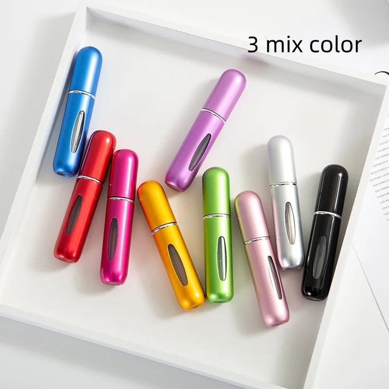 1/3/5/10pcs travel Leak portable mini perfume bottle with Bottom Fill Function aluminum refillable 5ml spray bottle Qme 3 mix color Metal 5ml