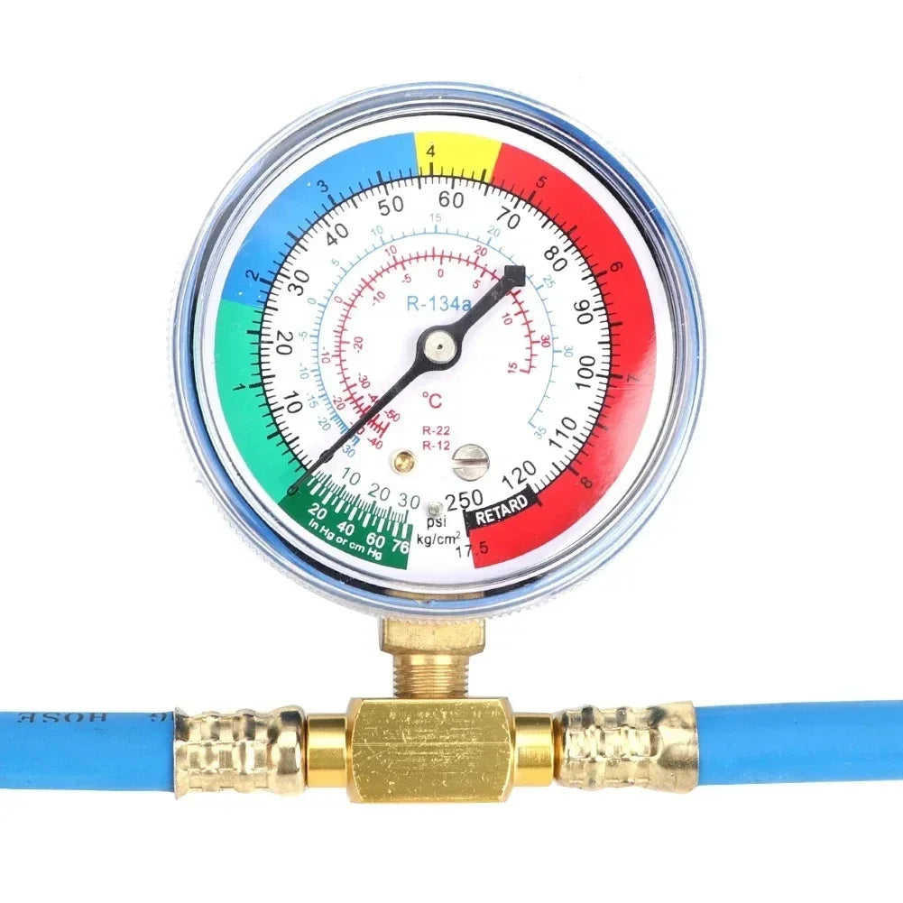 Refrigerant Charging Hose R134A with Gauge Automotive AC Refill Kit Compatible Gas Pressure Measuring Tool for Car Air Repair Qme