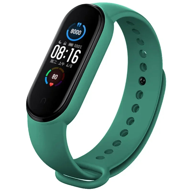 Watch Strap For Xiaomi Mi Band 7 6 5 4 3 Wristband Silicone Bracelet Wrist Straps MiBand 3/4 band5 band6 Smartwatch Accessories Qme Dark green Mi band 5 6 7