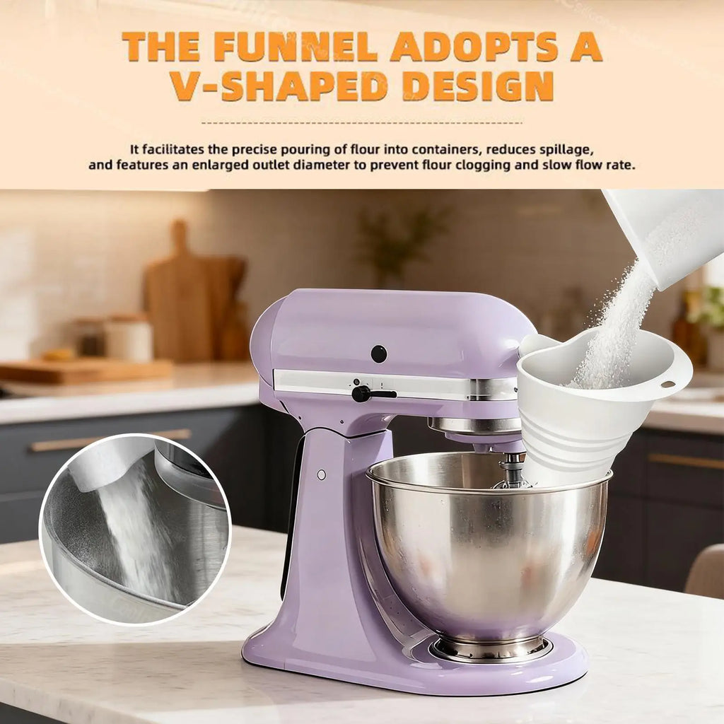 Flour Funnel For Stand Mixer Flour Sugar Pouring Funnel Stand Mixer Attachment For Oil Jam Egg Liquid Water Canning Cooking Qme China Mainland