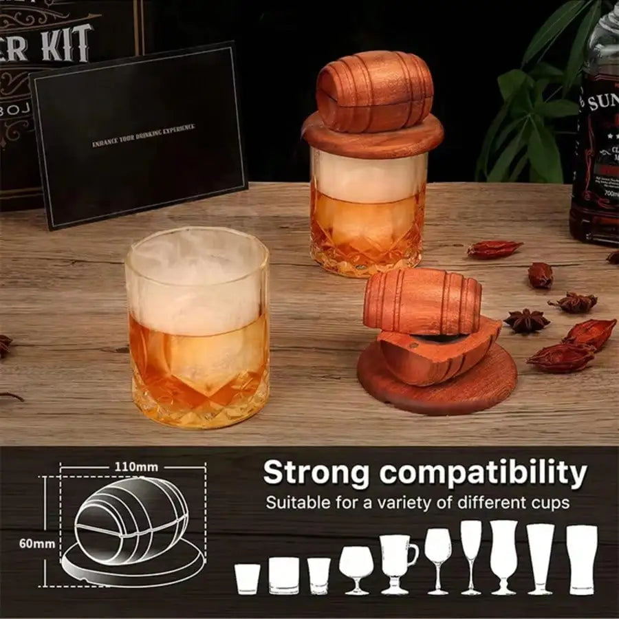 Cocktail Smoker Unique Beer Barrel Design Vintage Smoked Whiskey Wine Qme