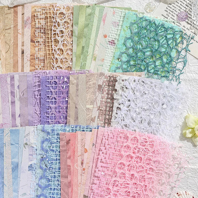 15 pcs Vintage Mixed Materials Lace paper Decor Scrapbook Materials DIY Photo Album Collage Journal Creative Stationery Supplies Qme