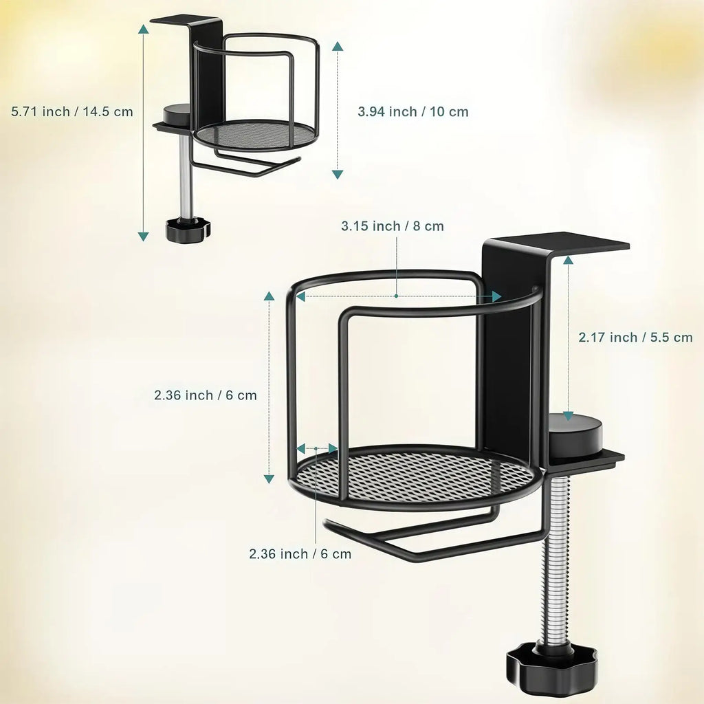 Cup Holder Desk 2-in-1 Drinks Mount Headphone Hanger Tabletop Desktop Qme