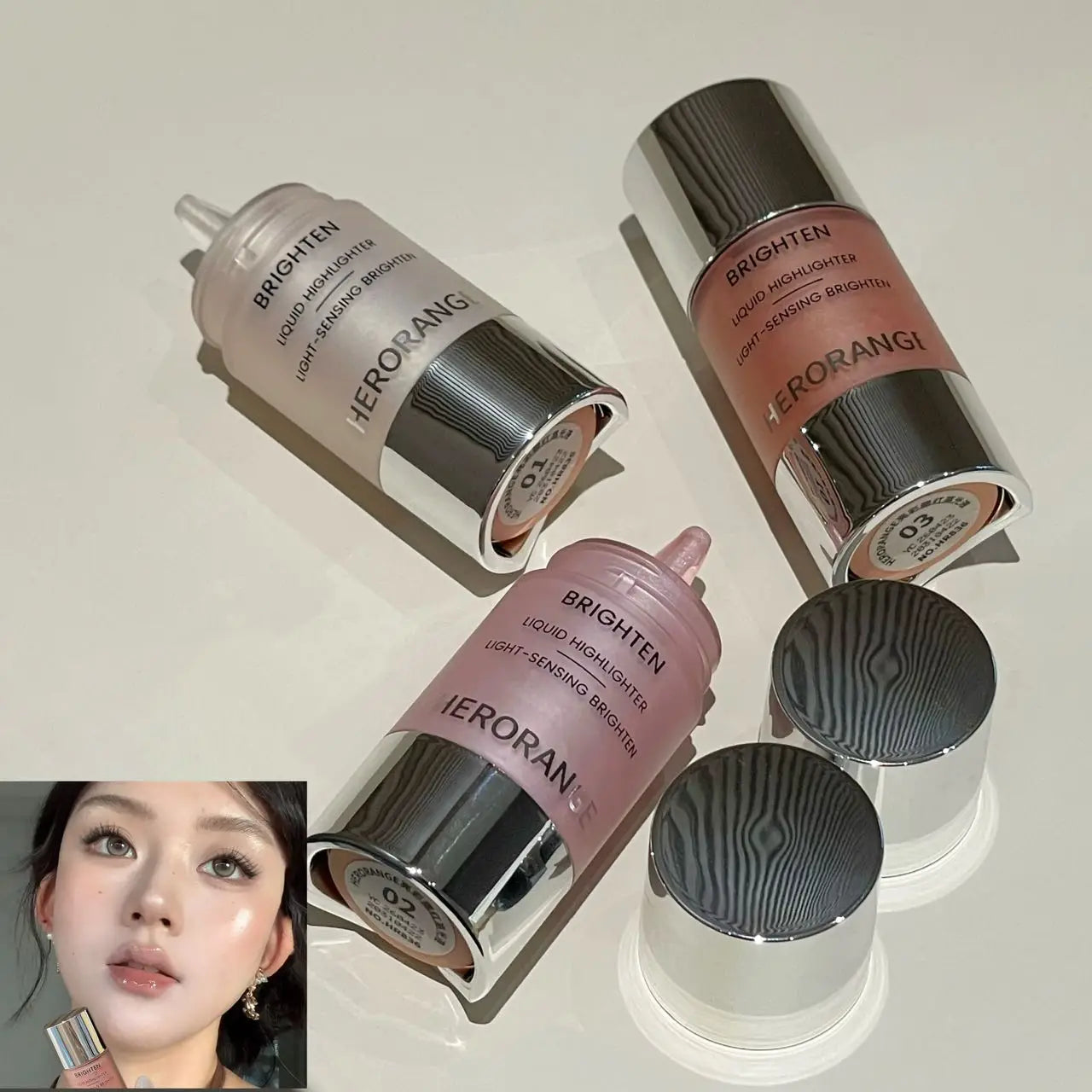 Warm Rose Bronze Liquid Highlighter Mirror Makeup Face Contour Stick Natural Shimmer Bronze Liquid Blush Brighten Waterproof Qme