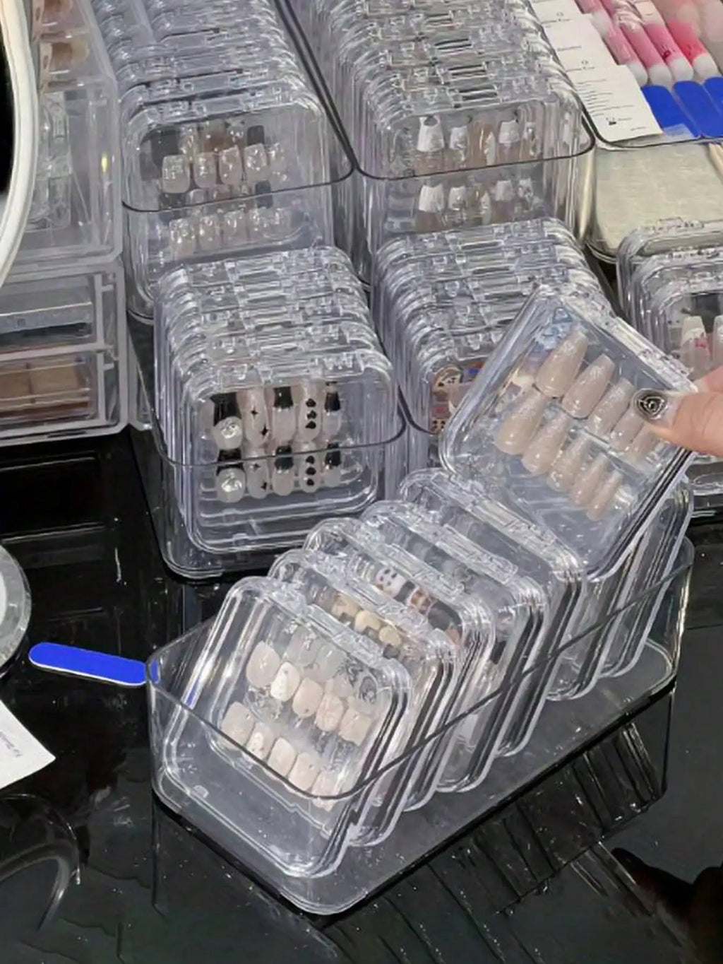 1 5 10 Transparent Nail Art Storage Box Fake Nails Organizer Press-on Qme