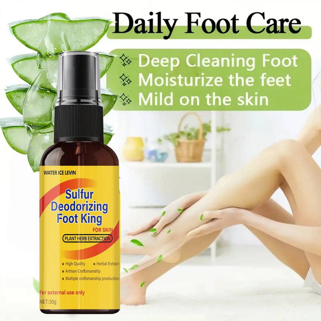 Sulfur Deodorizing Foot Spray & Foot King - Plant Herbal Extract Formula for Effective Odor Control & Skin Moisturizing. Qme