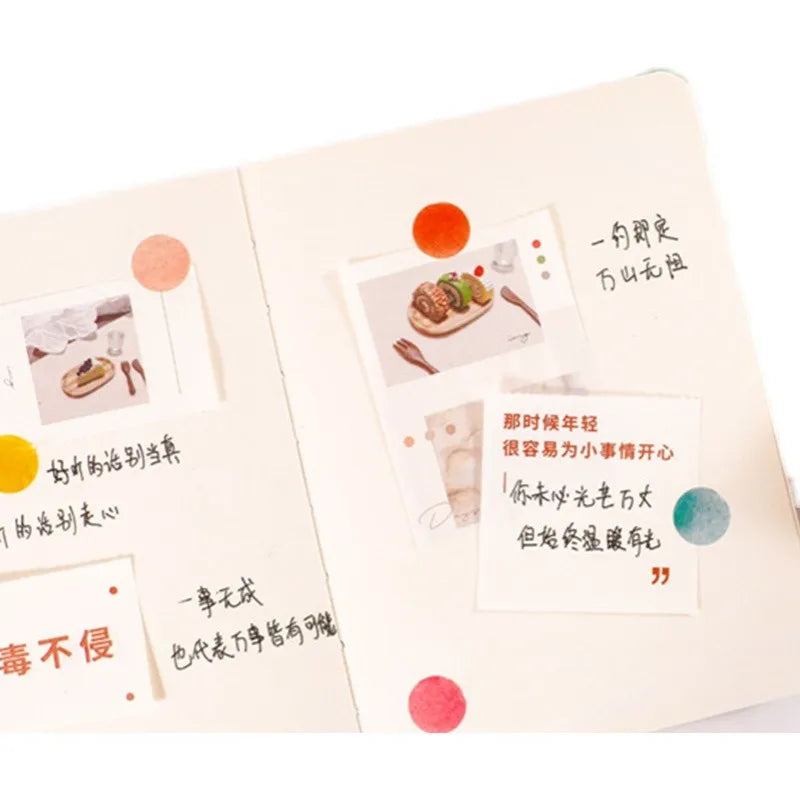 1 roll Watercolor Polka Dot Sticker Junk Journaling Accessories Scrapbooking DIY Color Label Washi Sticker Stationery Suit Qme