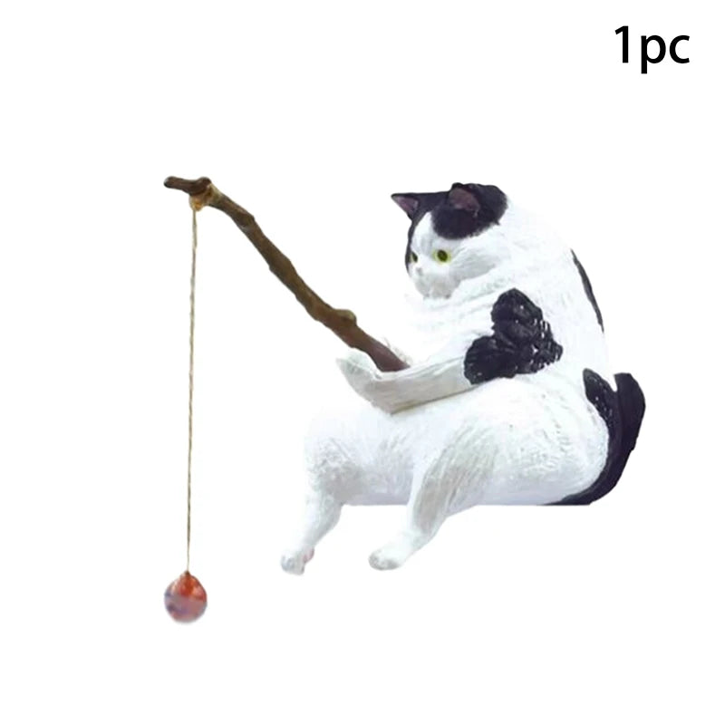 Fish Tank Fishing Cat Hanging Creative Landscape Office Ornaments Fishing Fun Mini Decorative Micro-Landscape Qme A3