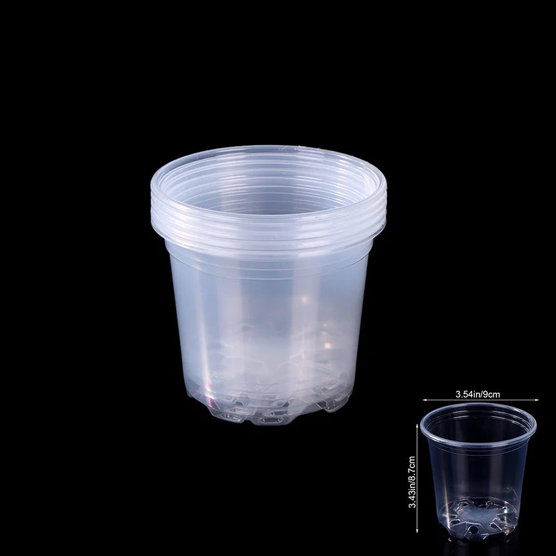 5Pcs Transparent Plastic Flowerpot Drainage Hole Pot Gardening Root Growth Visibility For All Plants Water Damage Protection Qme B