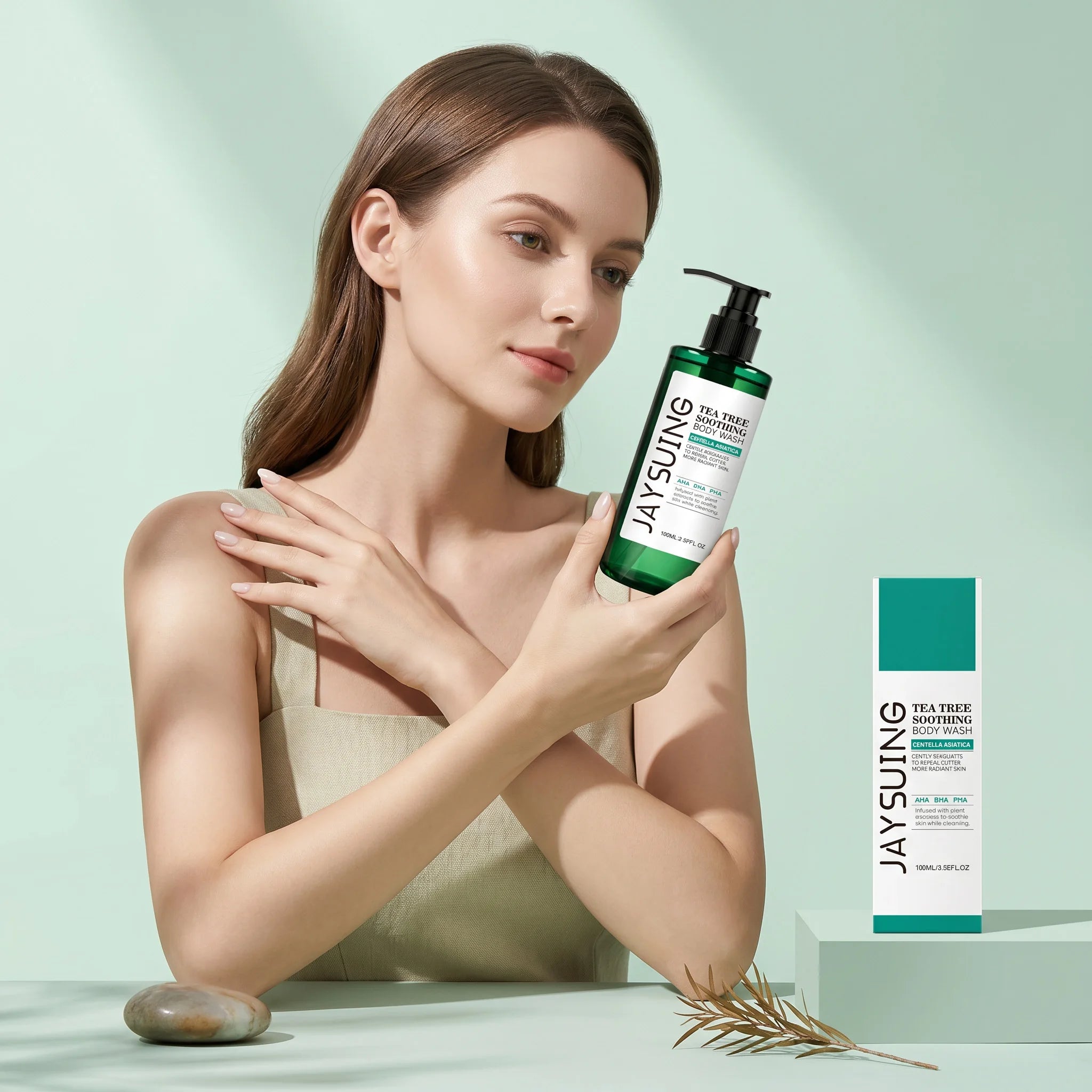 Jaysuing Tea Tree Body Wash Deep Cleaning Soothing Skin Exfoliator Qme