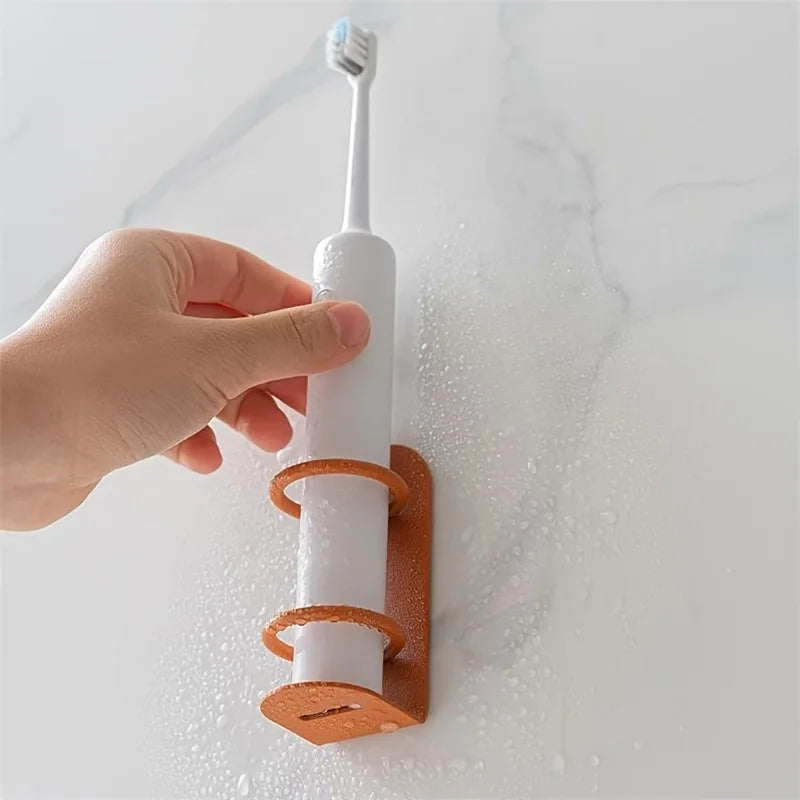 wall mounted toothbrush holder, no drilling required, durable material, shaver holder storage rack, toothbrush storage rack Qme Orange