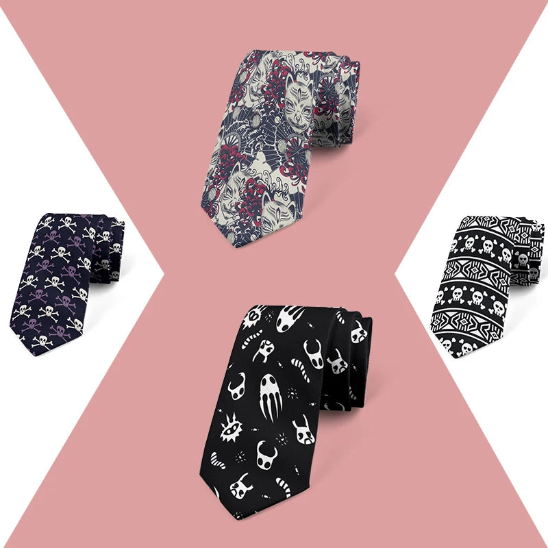 Cartoon Skeleton Men's Women's Tie Fashion Casual Printing Novelty Qme