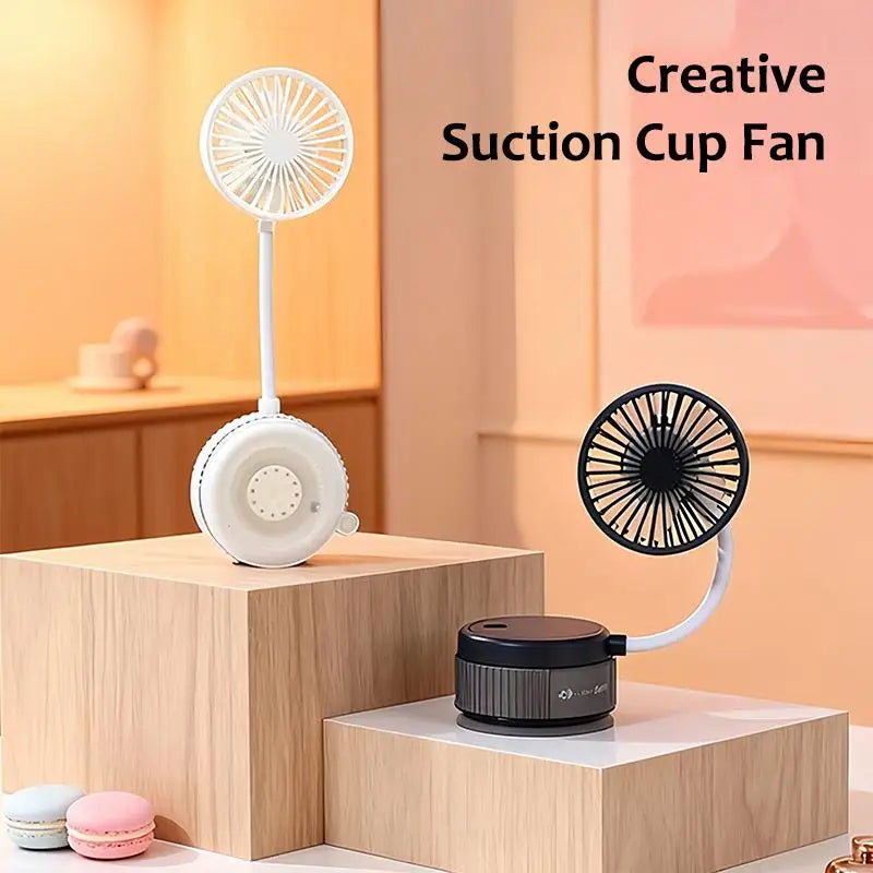 Suction Cup 360 Angle Handheld Fan Foldable Portable Rechargeable Qme