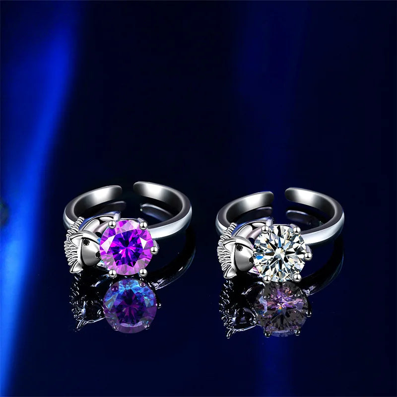 Fashion Hedgehog Multicolor Zircon Adjustable Sterling Cool Ring Fashion Women's Cocktail Party Jewelry Gifts Qme