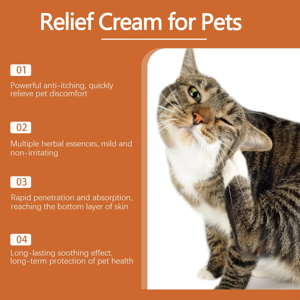 Yegbong Pet Skin Care Cream Gentle Itching Relief Wart Remover Improve Ringworm Skin Treatment Catnip Hair Healthy Pets Cream Qme
