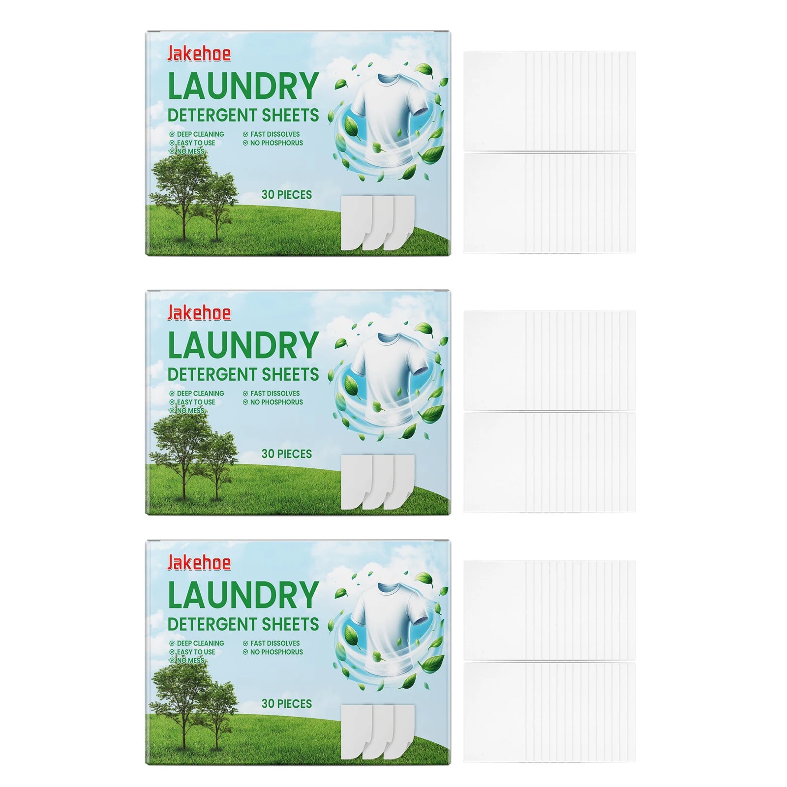 Laundry Detergent Sheets Quickly Dissolve Easily Remove Oil Stains and Dirt Deodorizing Mild Ingredients Clothing Cleaning Sheet Qme 90pcs Boxed